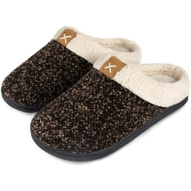 ALOTUS Womens Cozy Polar Fleece Slip on Slippers Memory Foam Cute House Loafers Shoes w/Indoor Outdoor Sole 